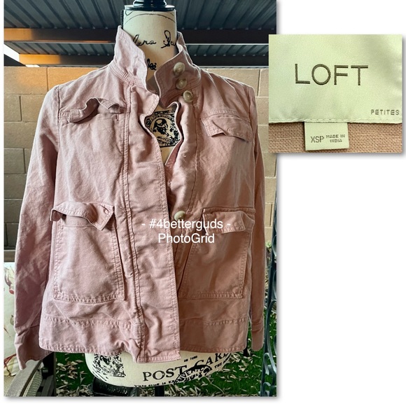LOFT Dusty Rose Pink Petite Button Up / Down Utility Jacket Cotton & Linen XSP - Picture 3 of 16